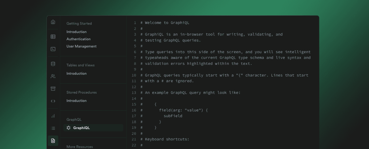 GraphiQL editor in the dashboard